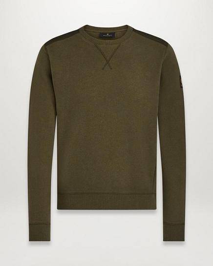 Pull Belstaff Homme Jarvis Vert Coton Polaire Soldes AE5780324